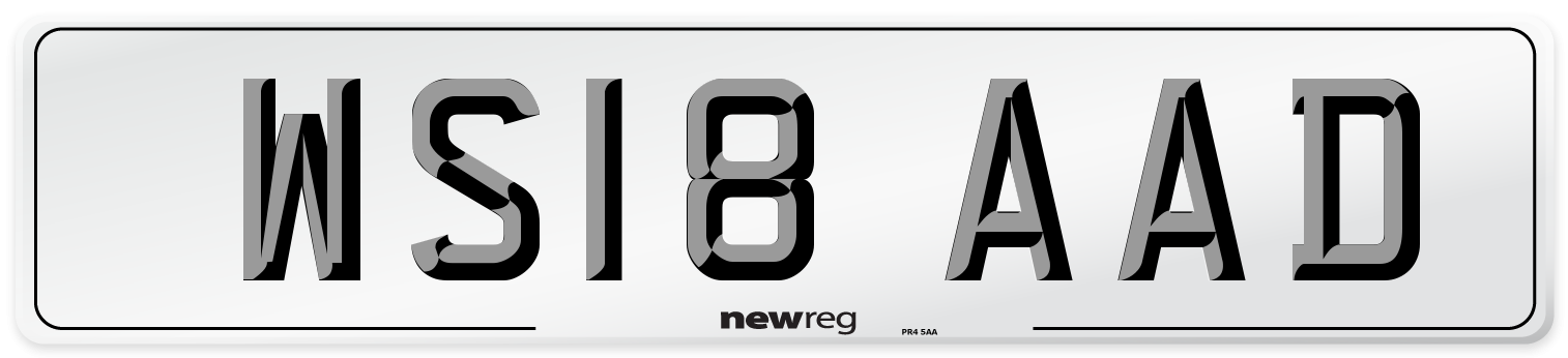 WS18 AAD Number Plate from New Reg